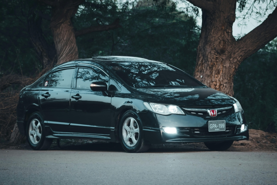 Premium car on open road